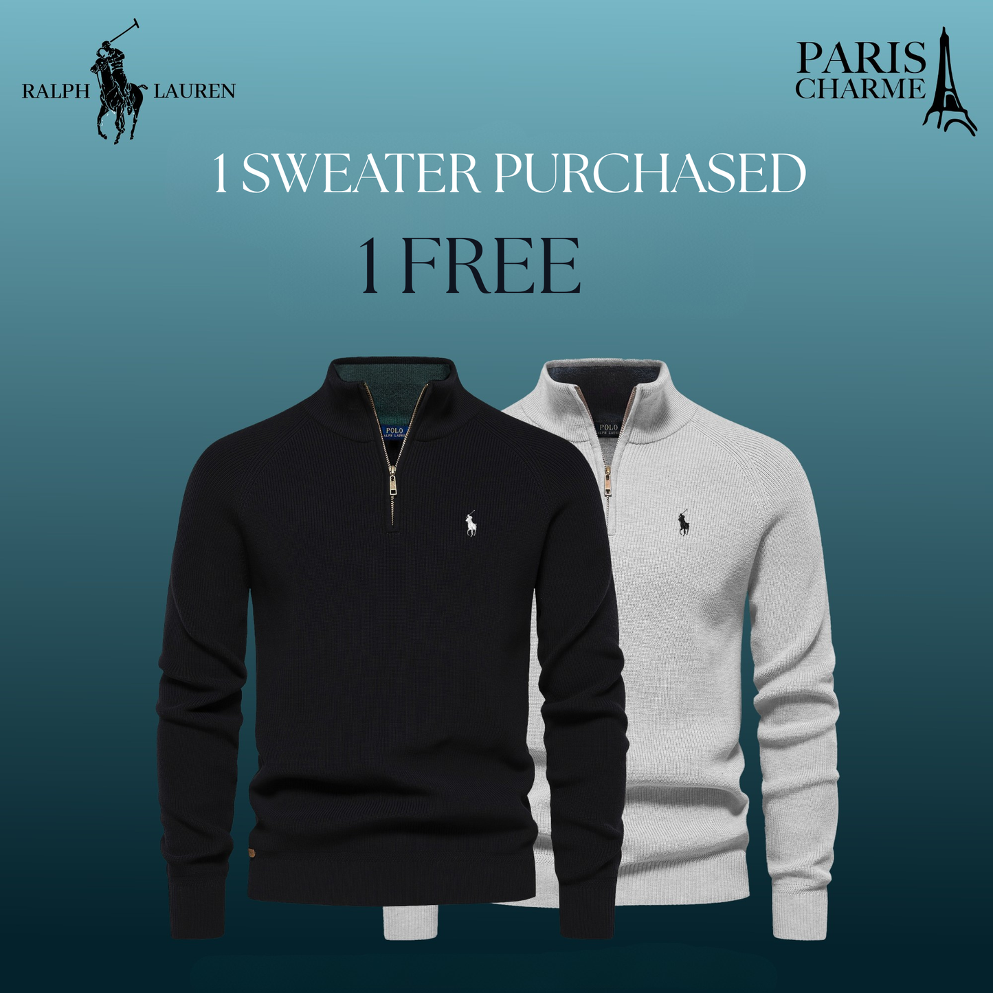 R&L 1+1 Zip Neck Sweater (CLEARANCE)