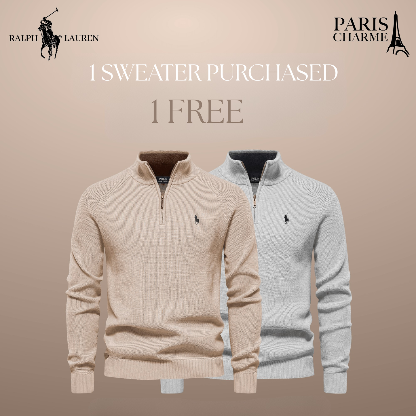 R&L 1+1 Zip Neck Sweater (CLEARANCE)