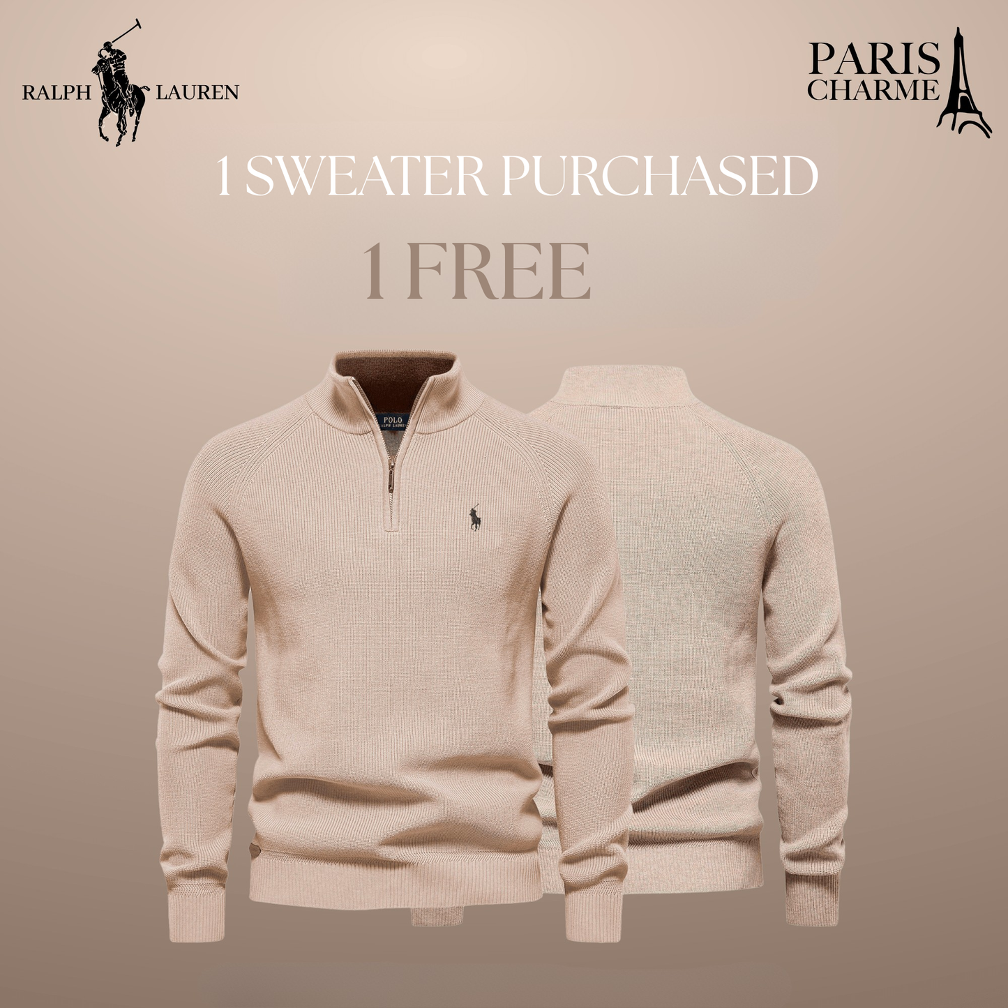 R&L 1+1 Zip Neck Sweater (CLEARANCE)