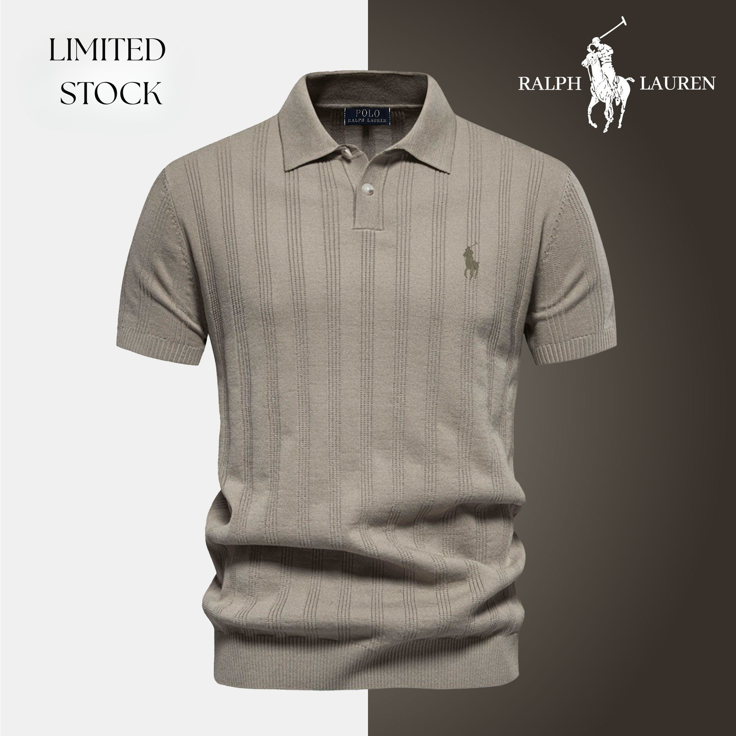Men's Textured Knit Polo Shirt RL